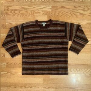 L.L. Bean Shetland Wool Fair Isle Sweater Mens XL Beige Brown Pullover Cozy Warm